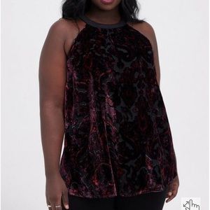 Torrid Halter Tunic Tank - Burnout Velvet Paisley